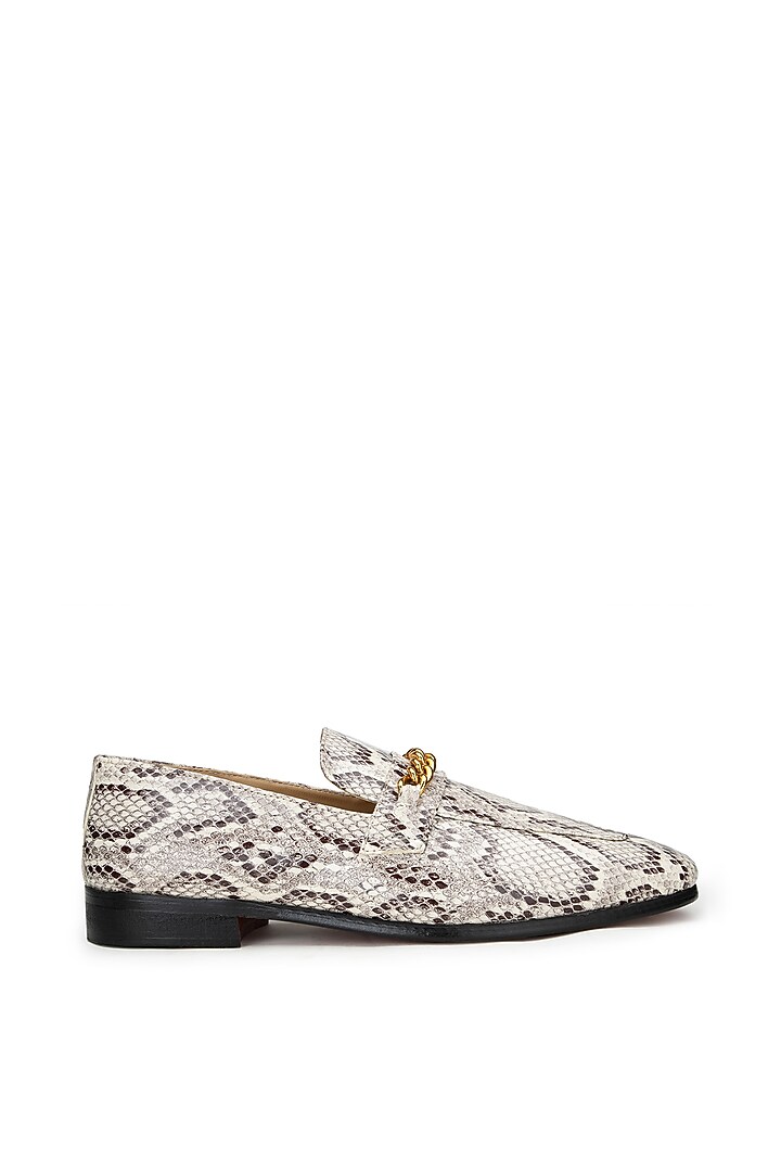 Ivory Leather Handcrafted Slip-On Shoes by SHUTIQ at Pernia's Pop Up Shop