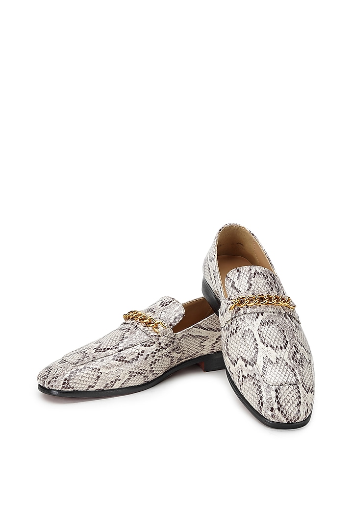 Ivory Leather Handcrafted Slip-On Shoes by SHUTIQ at Pernia's Pop Up Shop
