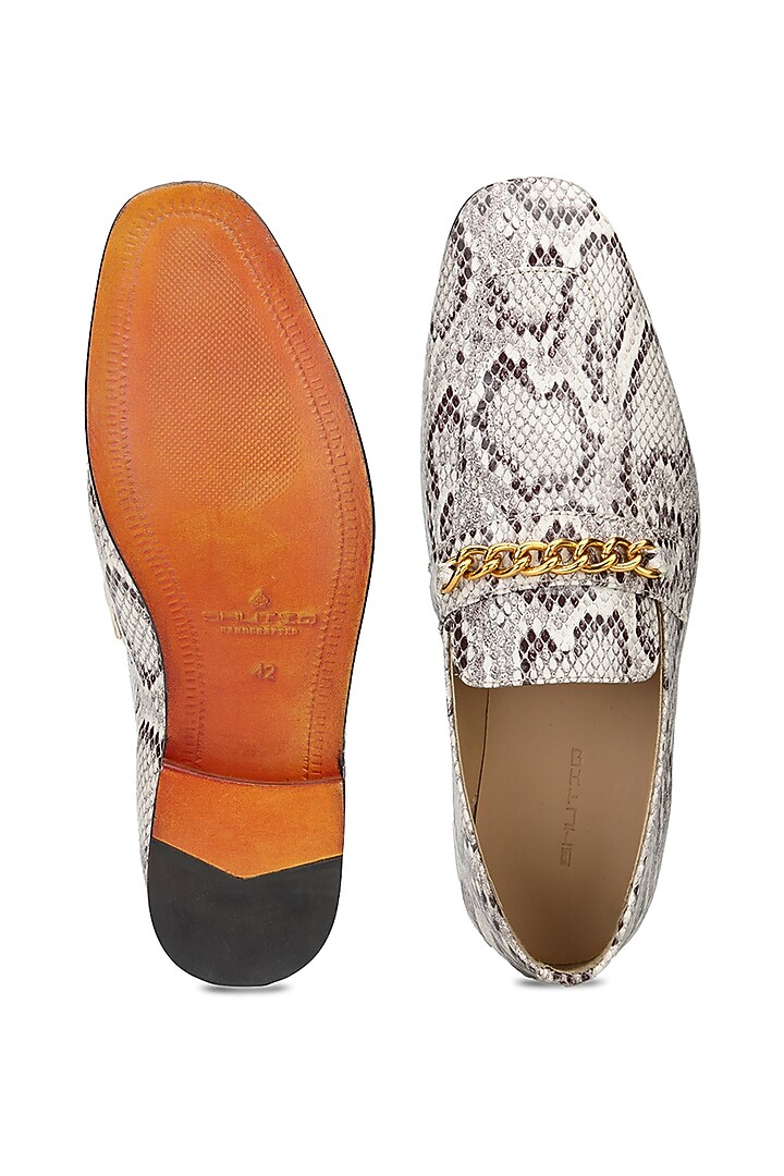 Ivory Leather Handcrafted Slip-On Shoes by SHUTIQ at Pernia's Pop Up Shop