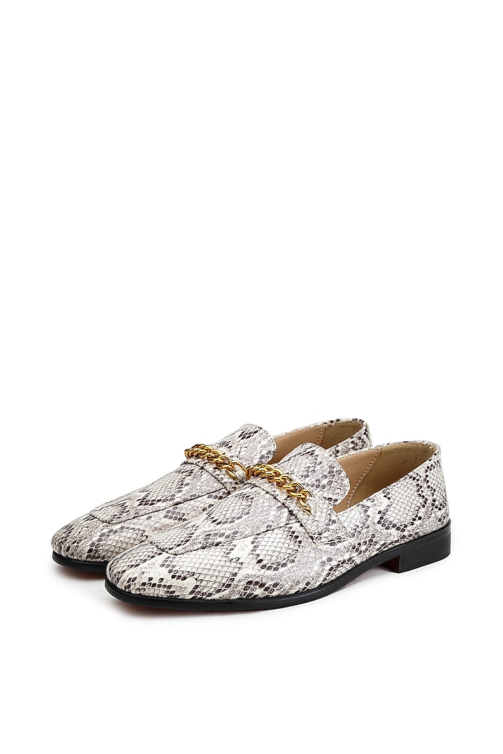 Ivory Leather Handcrafted Slip-On Shoes by SHUTIQ at Pernia's Pop Up Shop