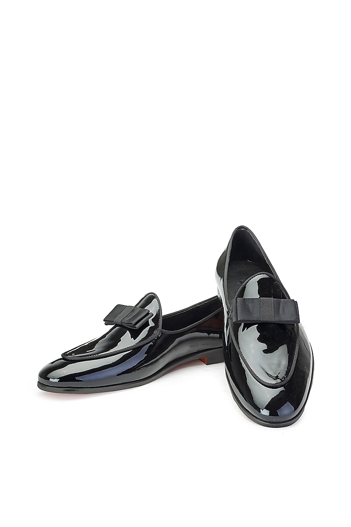 Black Patent Leather Slip-On Shoes by SHUTIQ at Pernia's Pop Up Shop