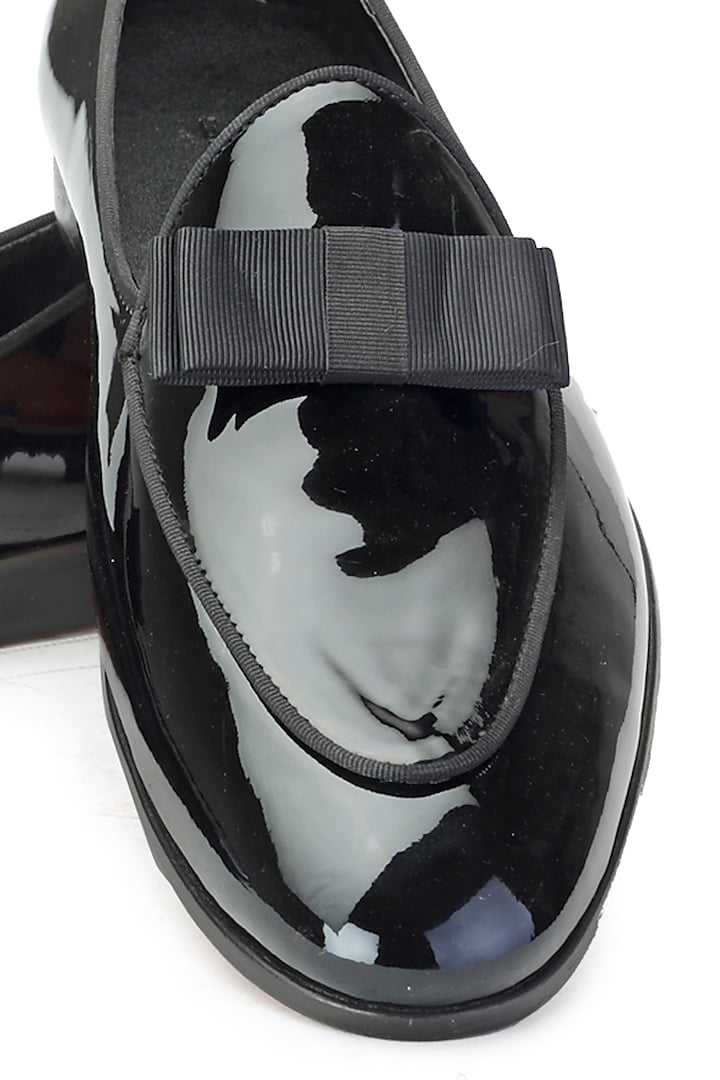 Black Patent Leather Slip-On Shoes by SHUTIQ at Pernia's Pop Up Shop