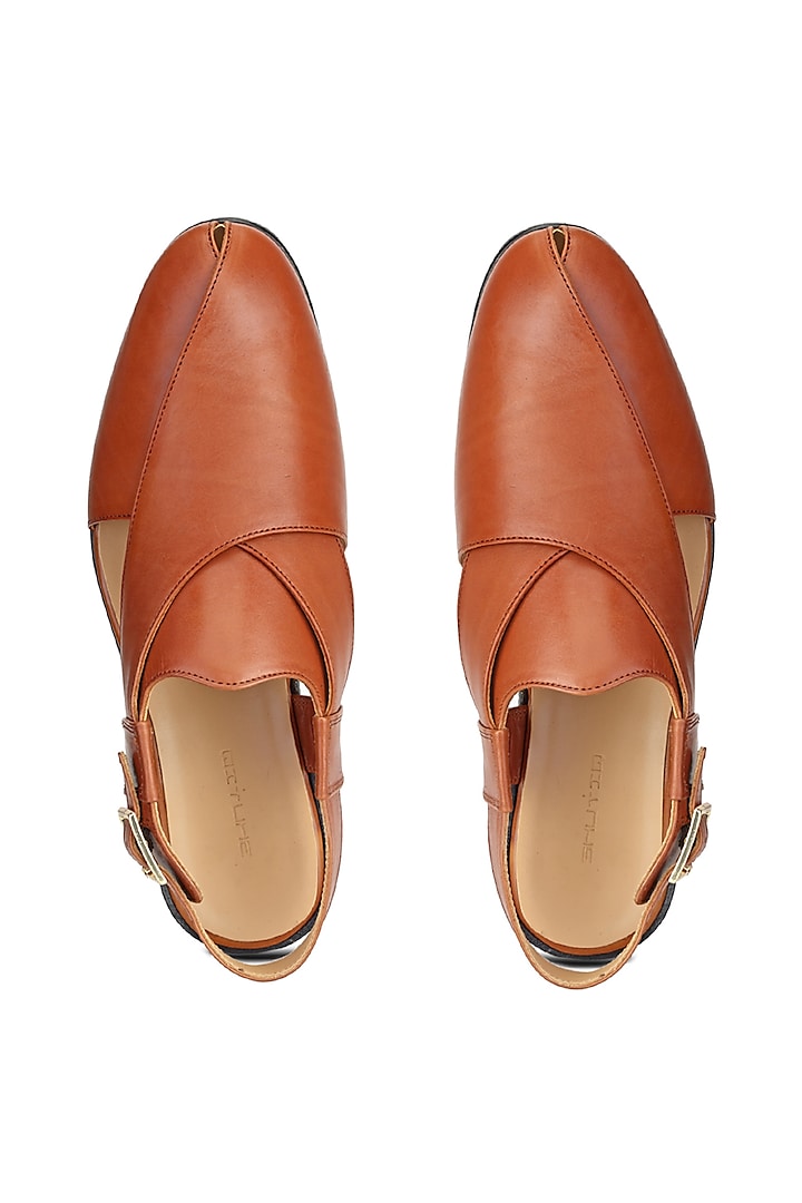 Tan Leather Peshawari Sandals by SHUTIQ at Pernia's Pop Up Shop
