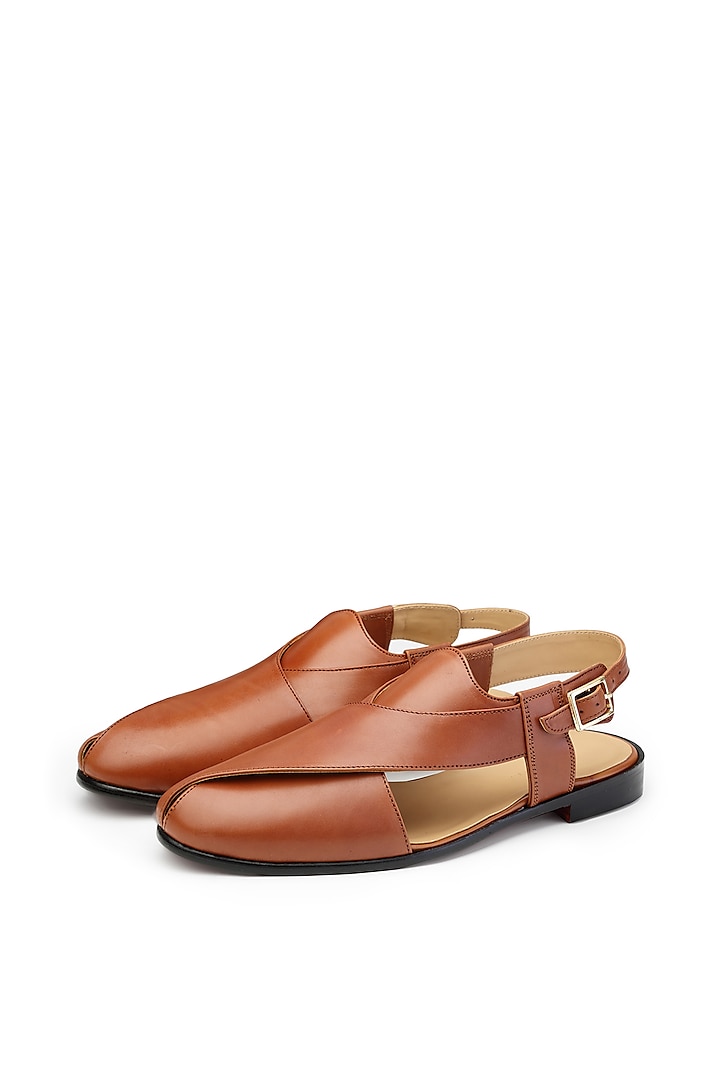 Tan Leather Peshawari Sandals by SHUTIQ