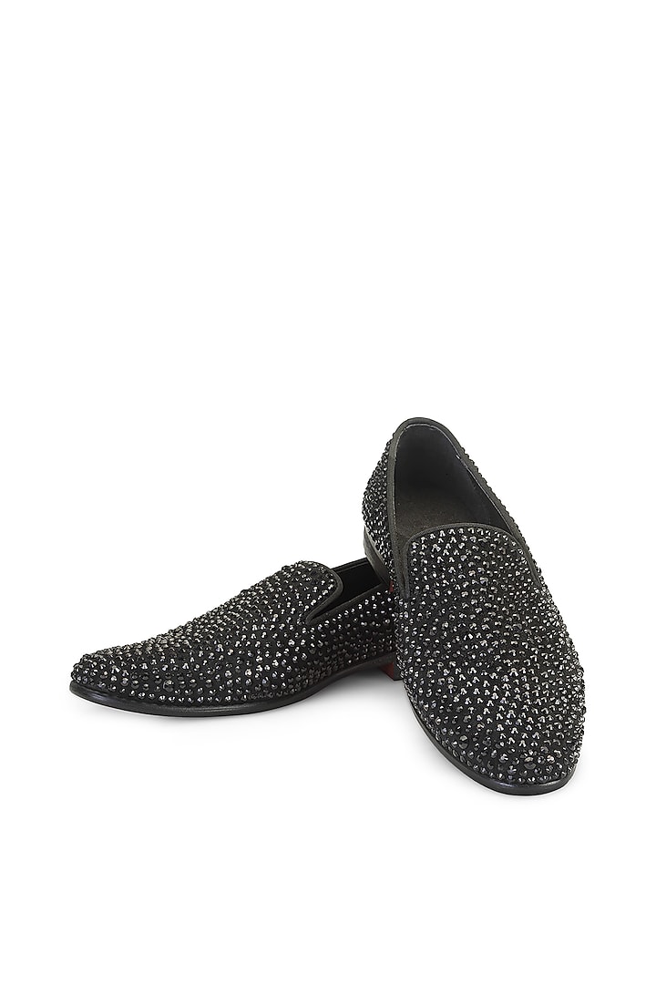 Black Suede Slip-On Shoes by SHUTIQ at Pernia's Pop Up Shop