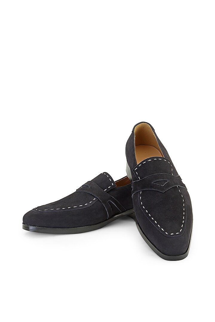 Black Suede Slip-On Shoes by SHUTIQ at Pernia's Pop Up Shop