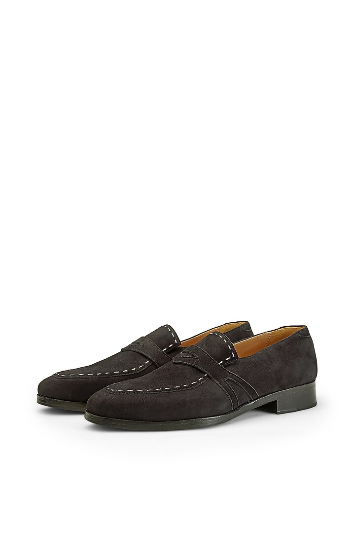 Black Suede Slip-On Shoes by SHUTIQ at Pernia's Pop Up Shop