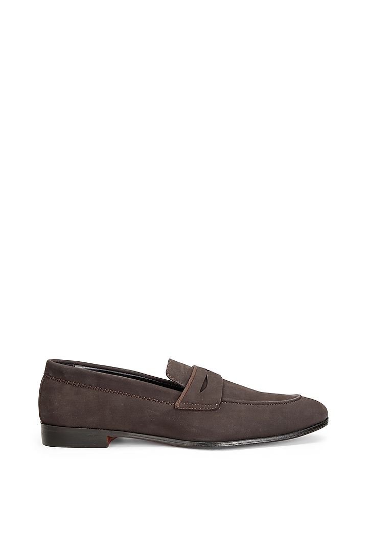 Brown Suede Slip-On Shoes by SHUTIQ at Pernia's Pop Up Shop