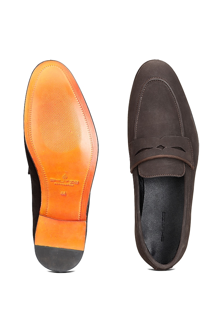 Brown Suede Slip-On Shoes by SHUTIQ at Pernia's Pop Up Shop