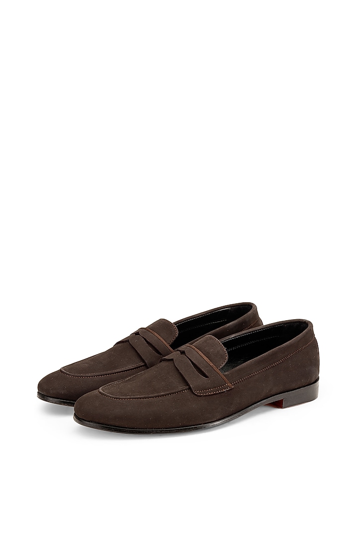 Brown Suede Slip-On Shoes by SHUTIQ at Pernia's Pop Up Shop