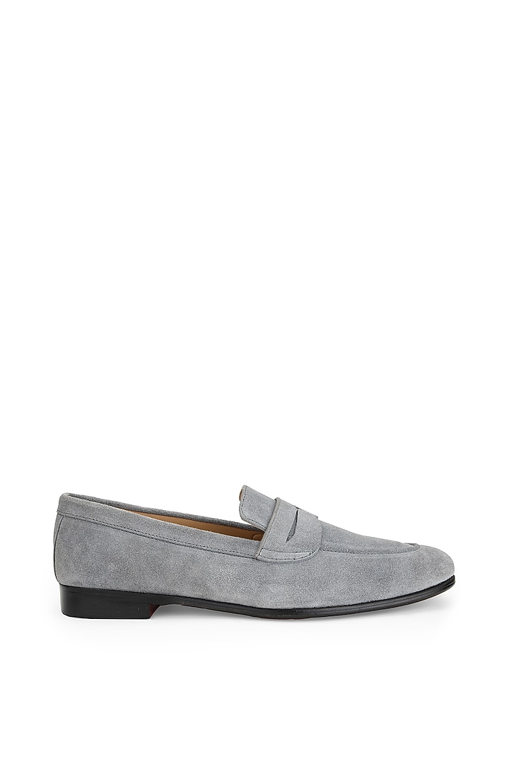 Grey Suede Slip-On Shoes by SHUTIQ at Pernia's Pop Up Shop
