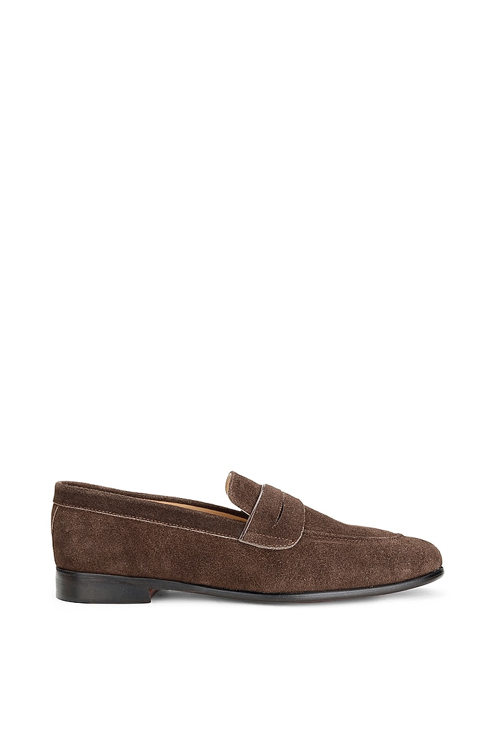 Brown Suede Slip-On Shoes by SHUTIQ at Pernia's Pop Up Shop