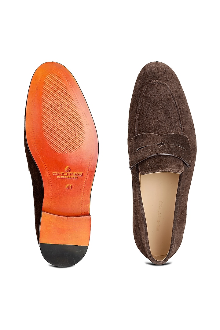 Brown Suede Slip-On Shoes by SHUTIQ at Pernia's Pop Up Shop