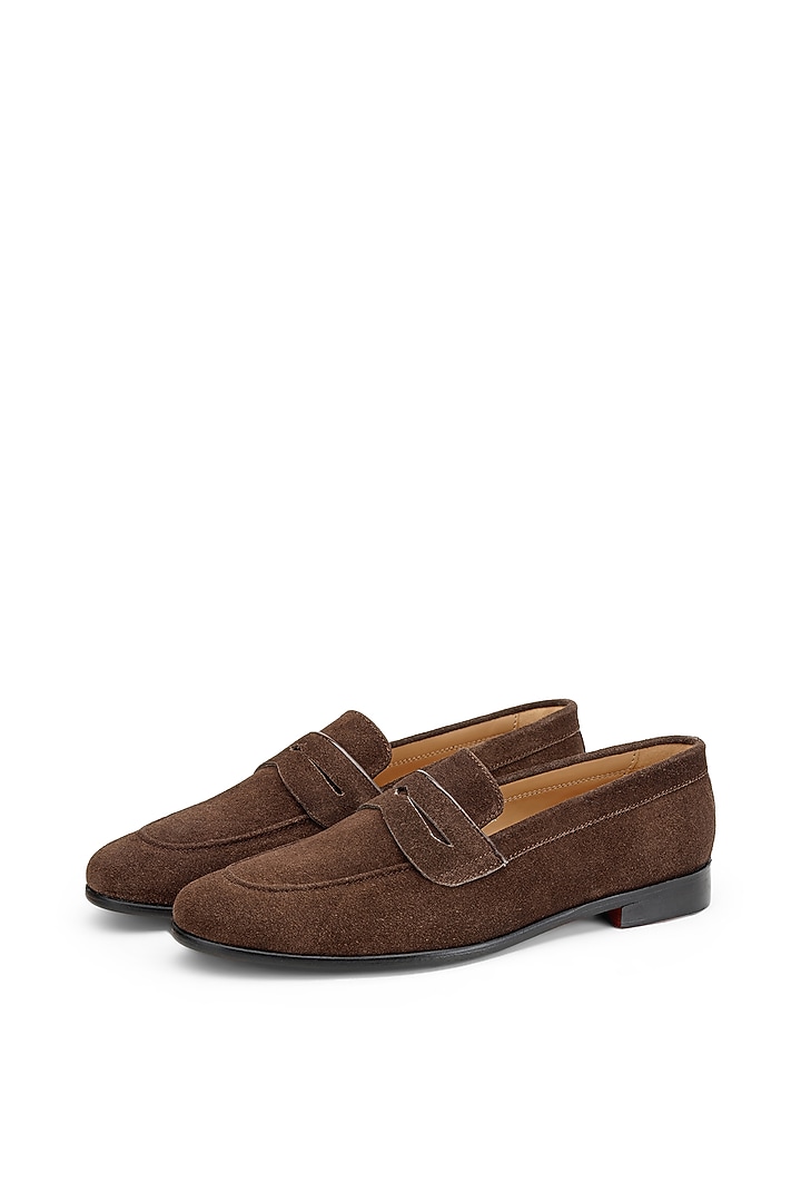 Brown Suede Slip-On Shoes by SHUTIQ at Pernia's Pop Up Shop