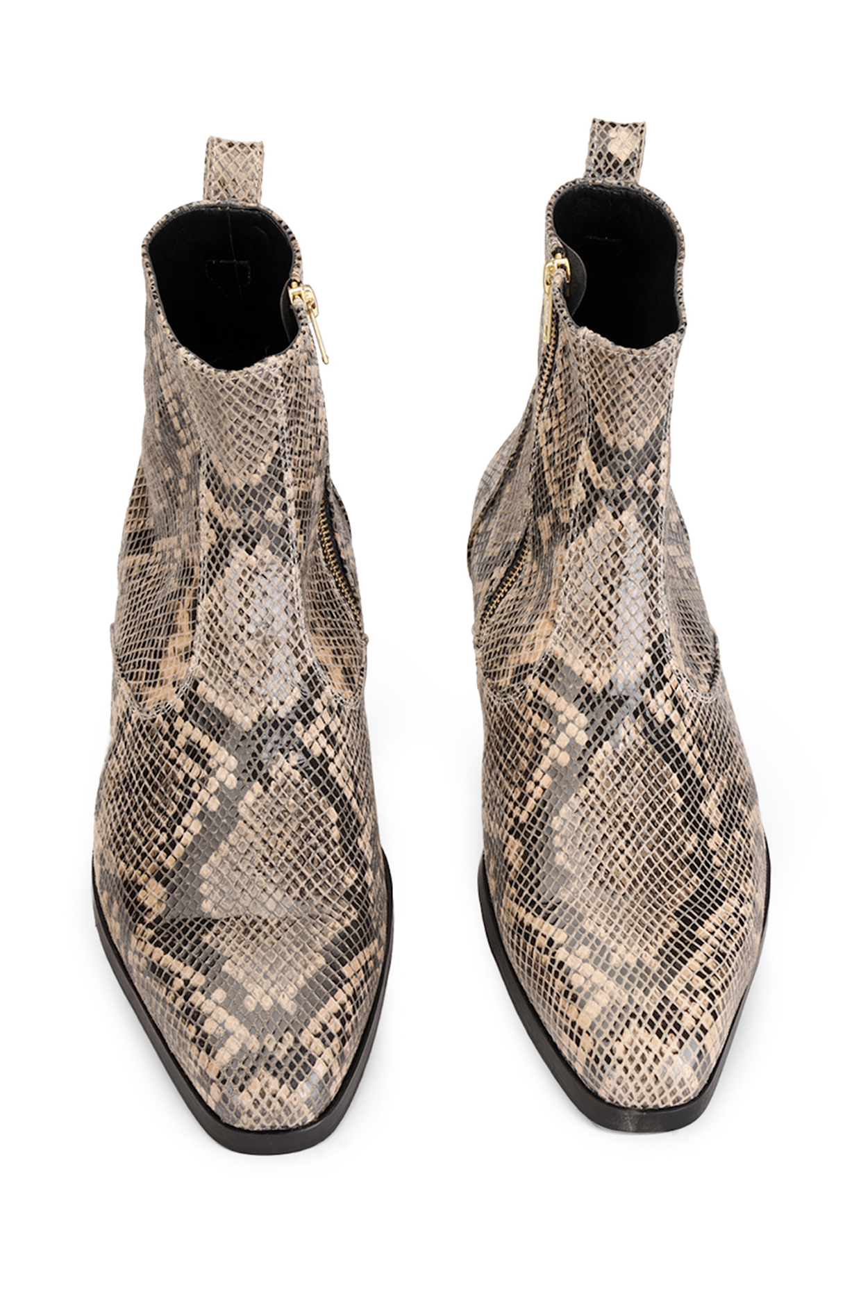 Brown Leather Printed Boots by SHUTIQ