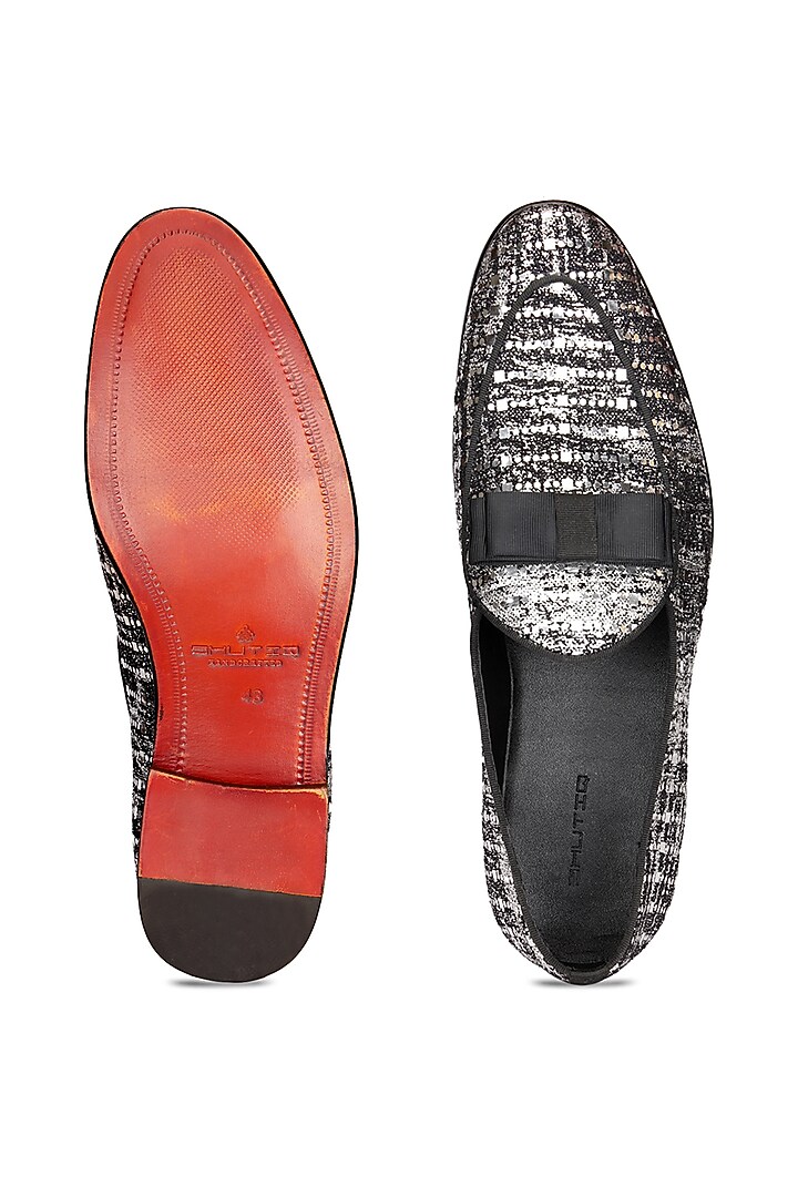 Black Fabric Slip-On Shoes by SHUTIQ at Pernia's Pop Up Shop