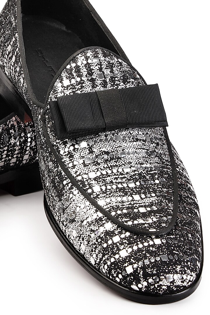 Black Fabric Slip-On Shoes by SHUTIQ at Pernia's Pop Up Shop