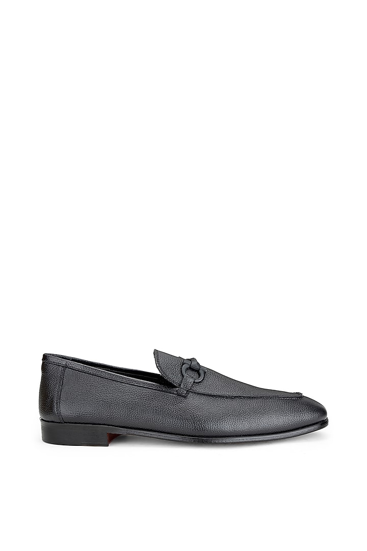 Black Leather Slip-On Shoes by SHUTIQ at Pernia's Pop Up Shop