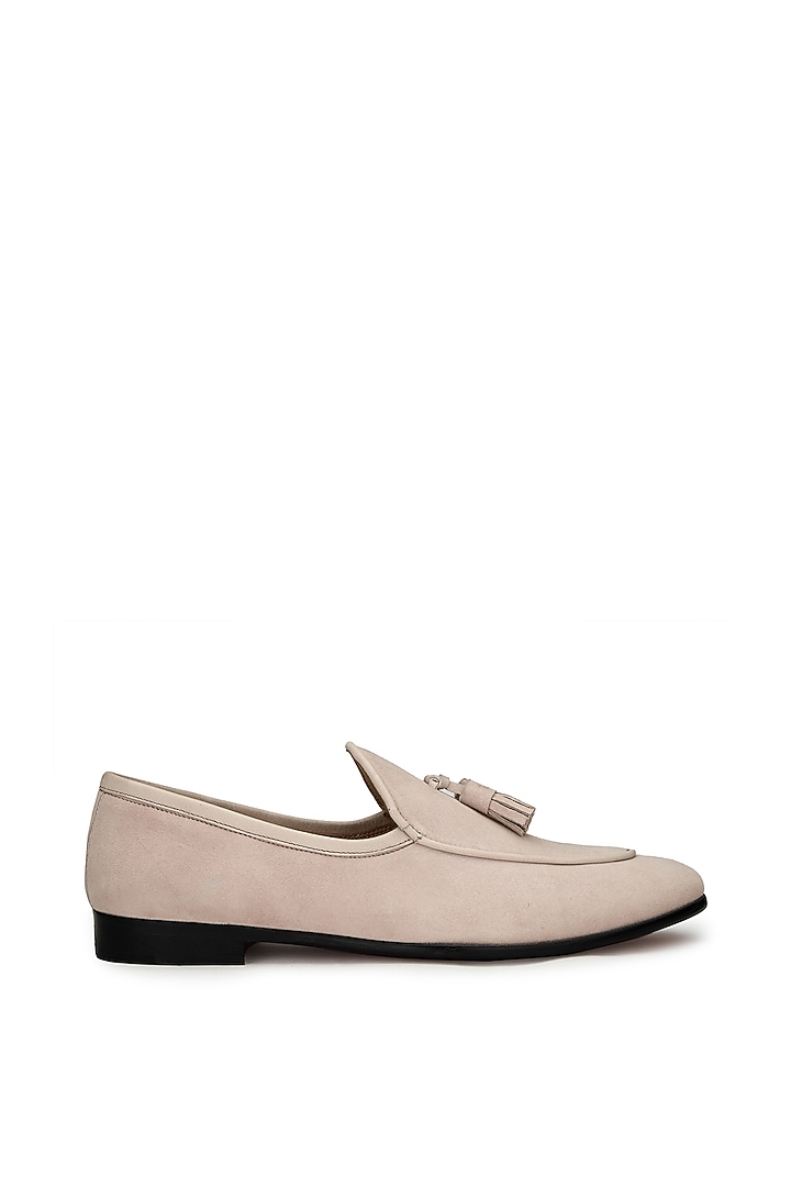 Pink Suede Slip-On Shoes by SHUTIQ at Pernia's Pop Up Shop