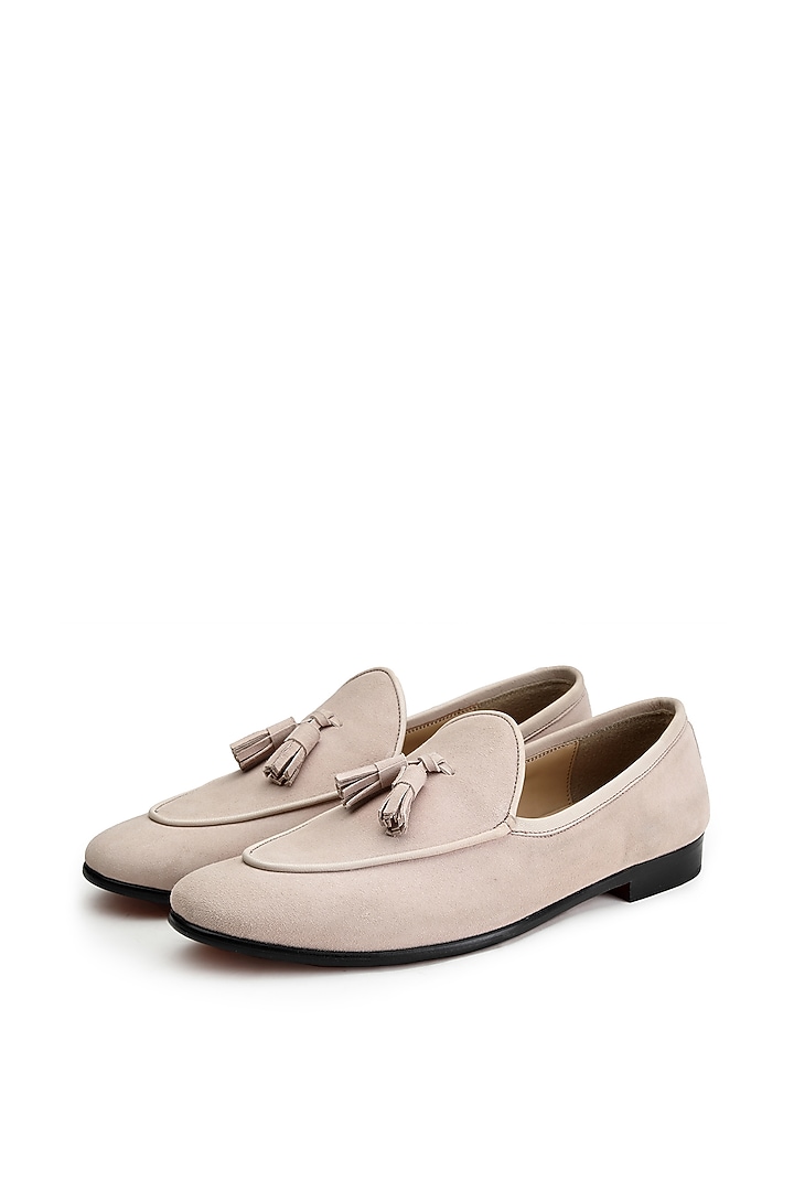 Pink Suede Slip-On Shoes by SHUTIQ at Pernia's Pop Up Shop