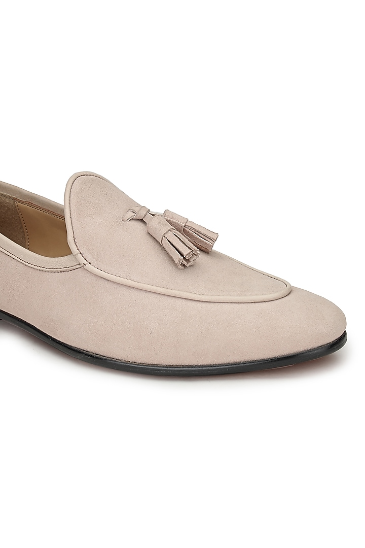 Pink Suede Slip-On Shoes by SHUTIQ at Pernia's Pop Up Shop