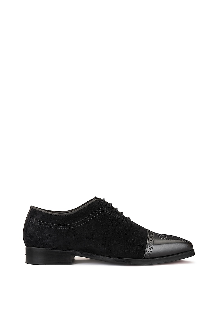 Black Suede & Leather Lace-Up Brogues by SHUTIQ at Pernia's Pop Up Shop