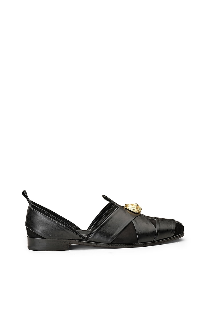 Black Leather & Suede Shoes by SHUTIQ at Pernia's Pop Up Shop
