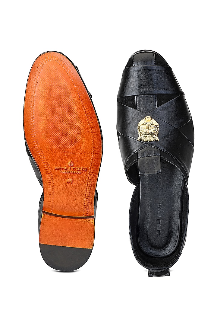 Black Leather & Suede Shoes by SHUTIQ at Pernia's Pop Up Shop