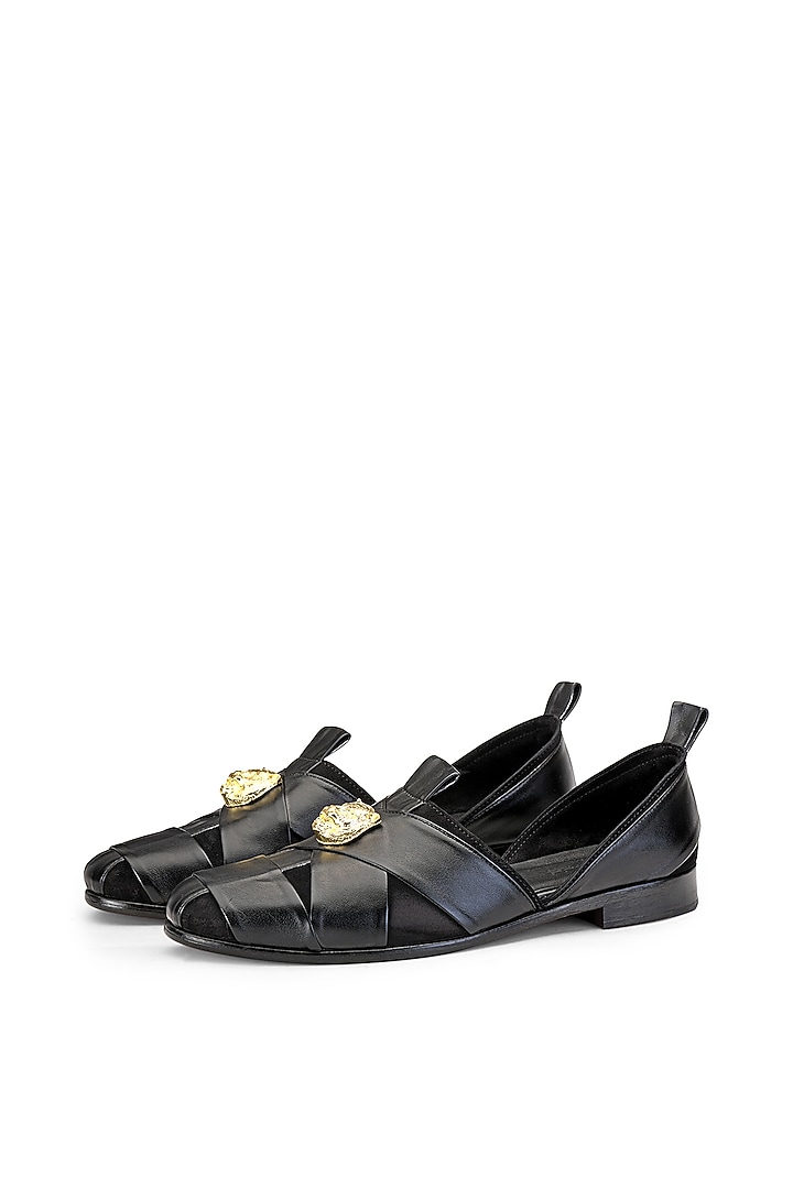 Black Leather & Suede Shoes by SHUTIQ at Pernia's Pop Up Shop