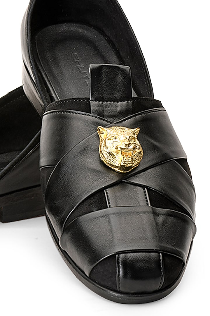 Black Leather & Suede Shoes by SHUTIQ at Pernia's Pop Up Shop