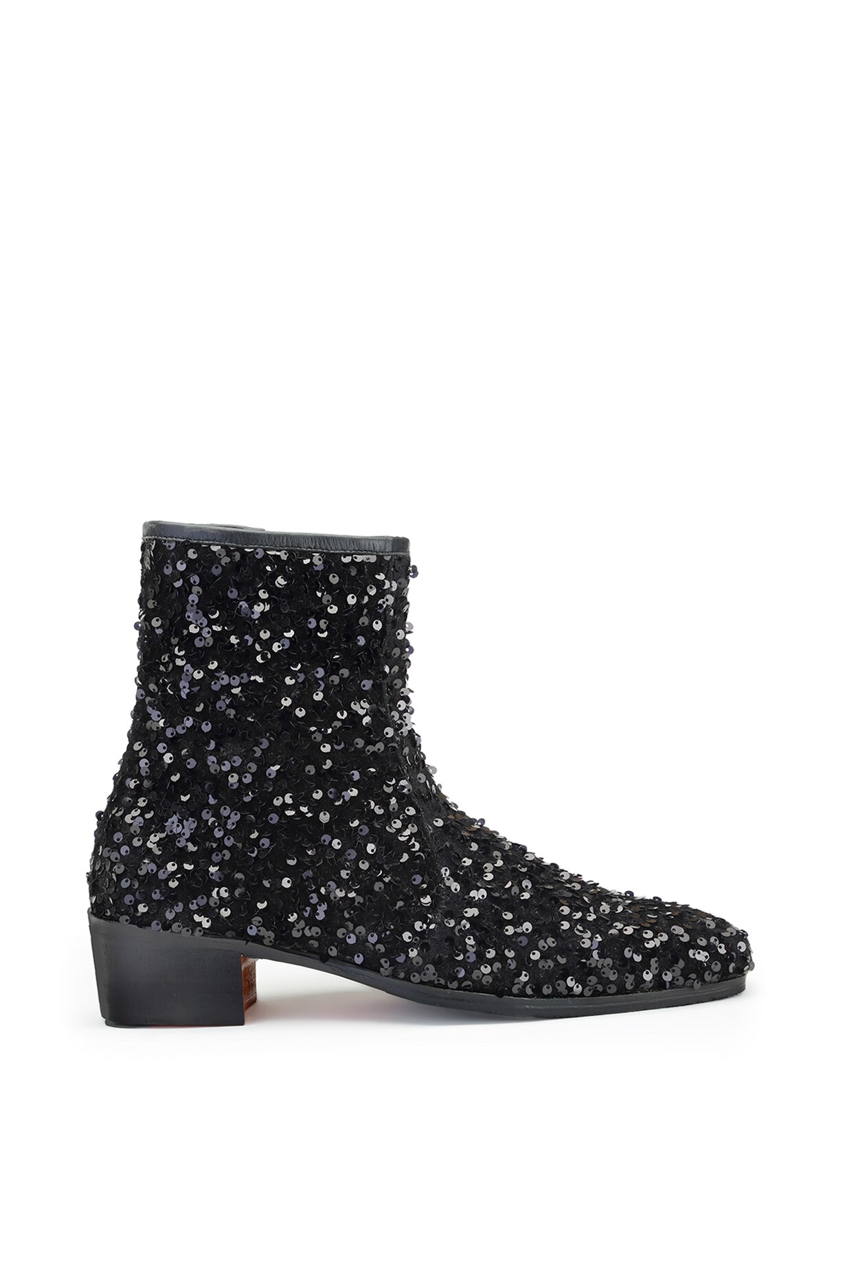 Buy SHUTIQ Black Suede Leather Shimmer Ankle Boots at Pernia