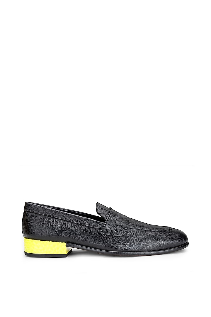 Black Leather Slip-On Shoes by SHUTIQ at Pernia's Pop Up Shop
