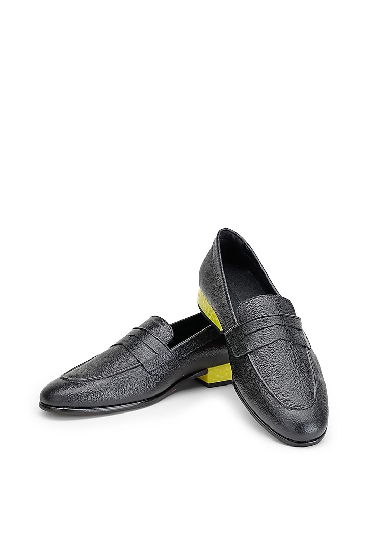 Black Leather Slip-On Shoes by SHUTIQ at Pernia's Pop Up Shop