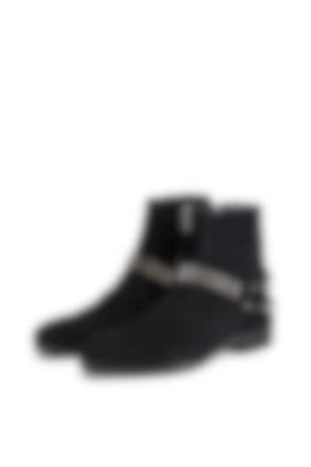 Black Suede Leather Boots by SHUTIQ