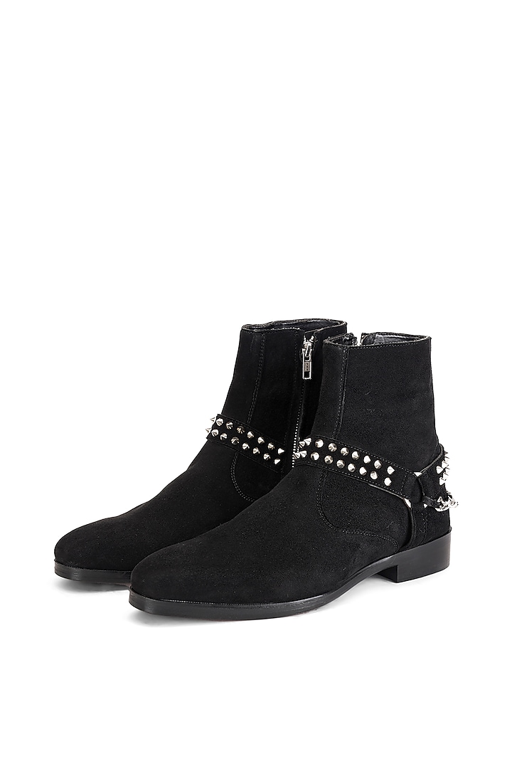 Black Suede Leather Boots by SHUTIQ