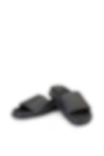 Black Leather slippers by SHUTIQ at Pernia's Pop Up Shop