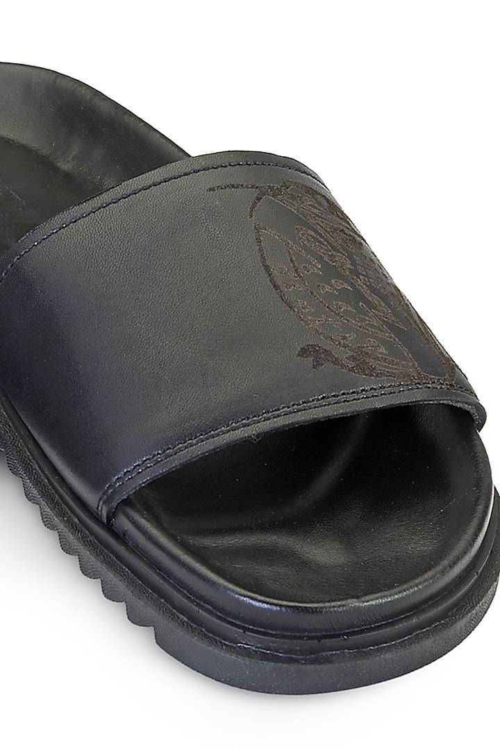 Black Leather slippers by SHUTIQ at Pernia's Pop Up Shop