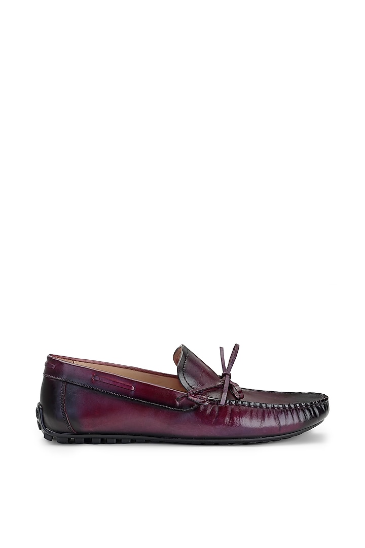 Burgundy Leather Slip-On Shoes by SHUTIQ at Pernia's Pop Up Shop