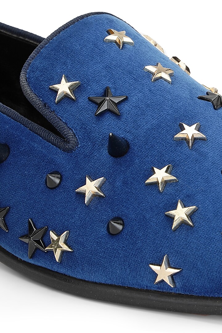 Blue Velvet Slip-On Shoes by SHUTIQ at Pernia's Pop Up Shop