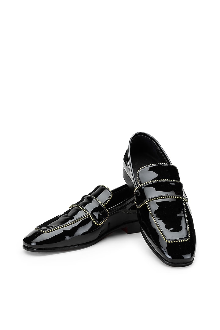 Black Patent Leather Slip-On Shoes by SHUTIQ at Pernia's Pop Up Shop