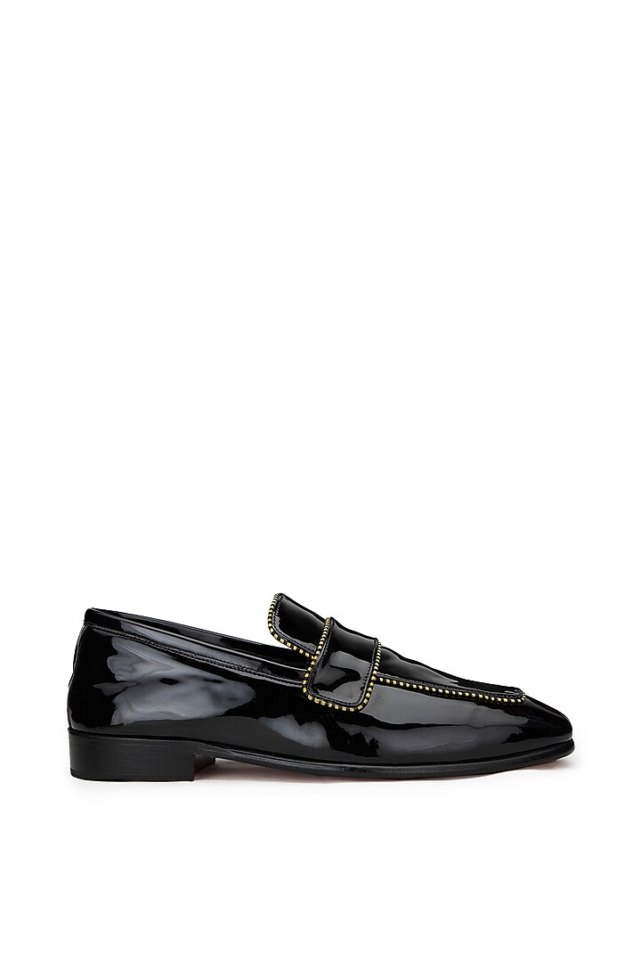 Black Patent Leather Slip-On Shoes by SHUTIQ at Pernia's Pop Up Shop