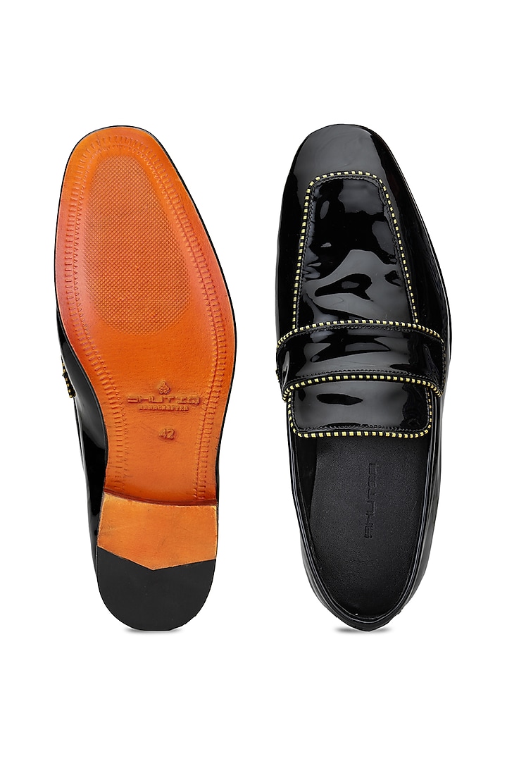 Black Patent Leather Slip-On Shoes by SHUTIQ at Pernia's Pop Up Shop