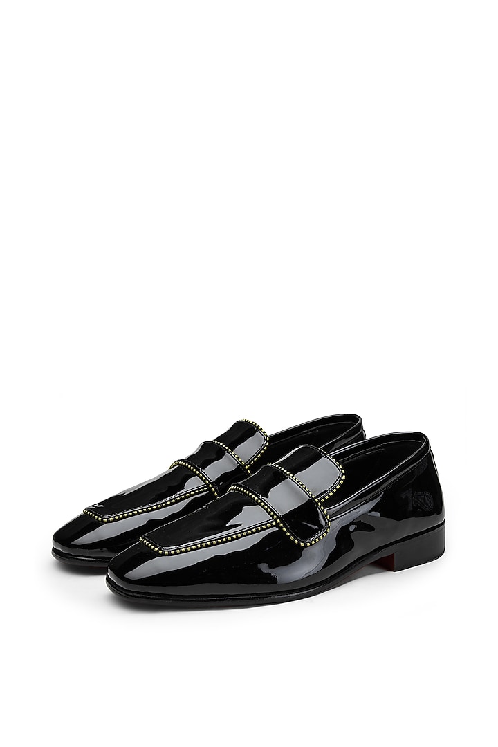 Black Patent Leather Slip-On Shoes by SHUTIQ at Pernia's Pop Up Shop