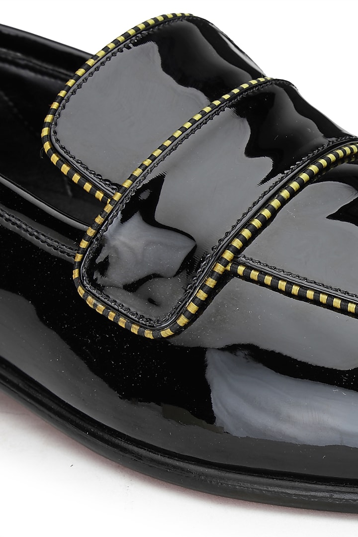 Black Patent Leather Slip-On Shoes by SHUTIQ at Pernia's Pop Up Shop