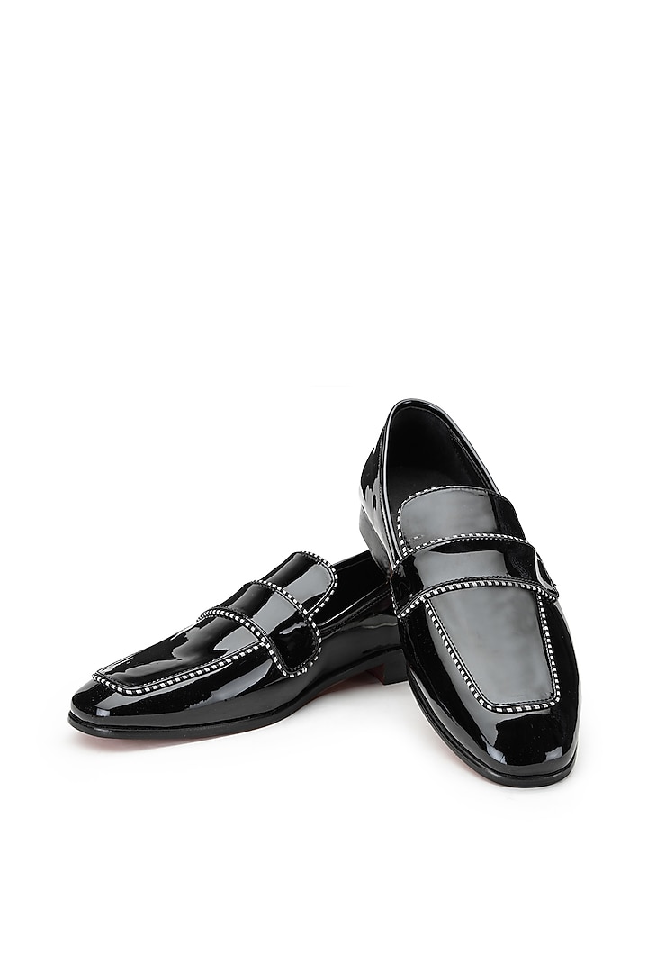 Black Patent Leather Slip-On Shoes by SHUTIQ at Pernia's Pop Up Shop