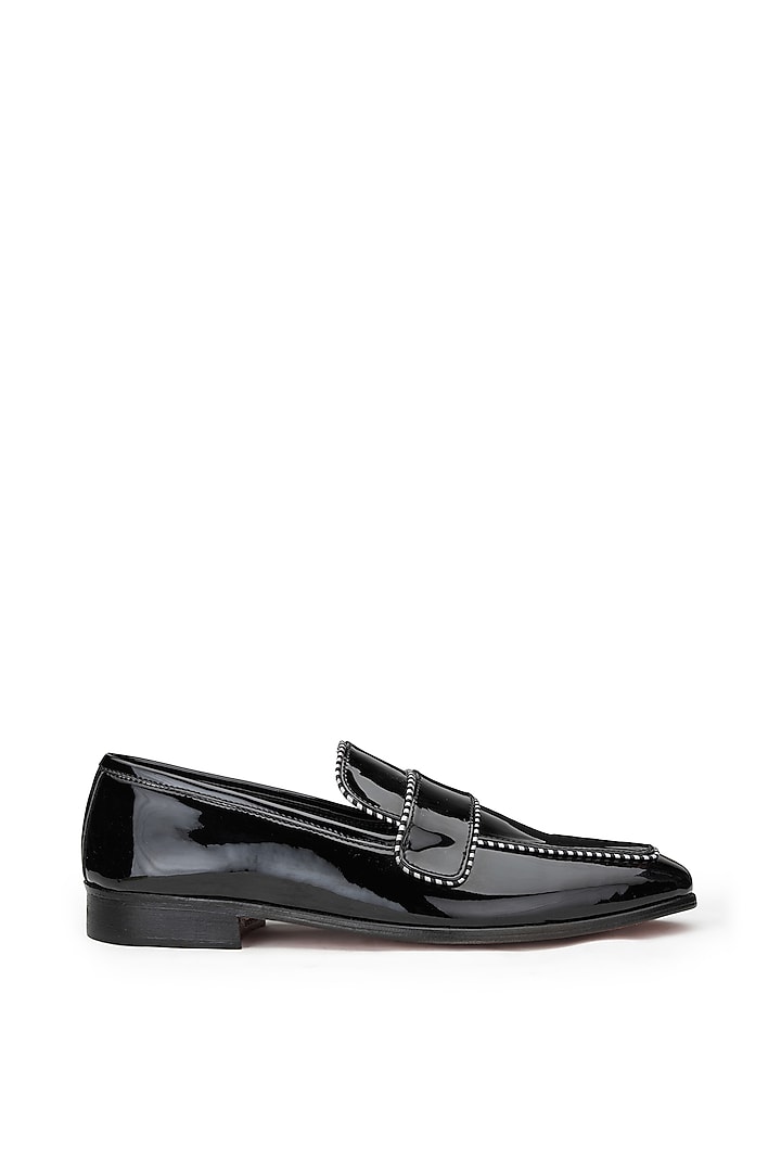 Black Patent Leather Slip-On Shoes by SHUTIQ at Pernia's Pop Up Shop