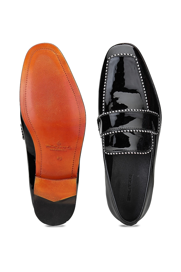 Black Patent Leather Slip-On Shoes by SHUTIQ at Pernia's Pop Up Shop