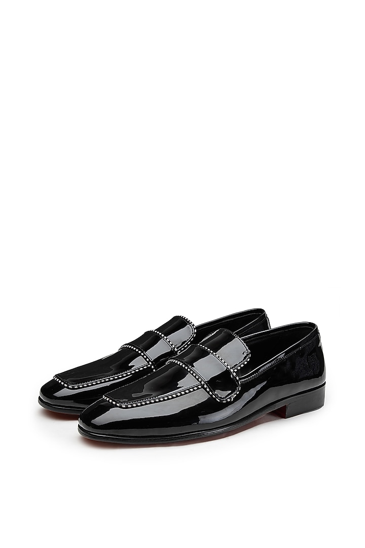 Black Patent Leather Slip-On Shoes by SHUTIQ at Pernia's Pop Up Shop