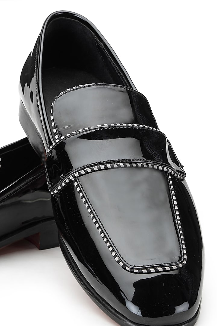 Black Patent Leather Slip-On Shoes by SHUTIQ at Pernia's Pop Up Shop