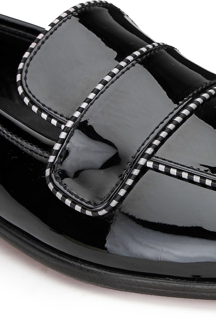 Black Patent Leather Slip-On Shoes by SHUTIQ at Pernia's Pop Up Shop